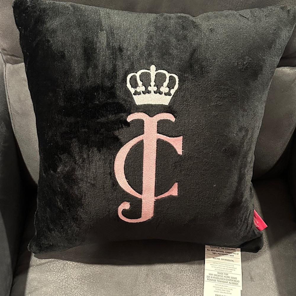 Juicy Couture Black and Pink Pillow
